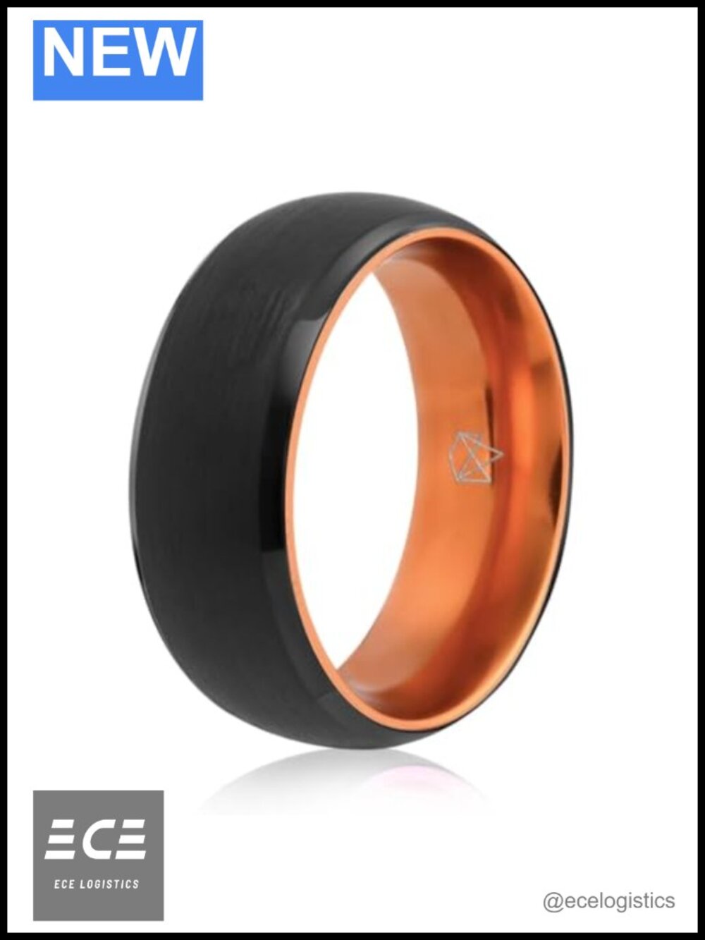 EMBR Black Tungsten Carbide 8mm Comfort Fit Wedding Band Ring